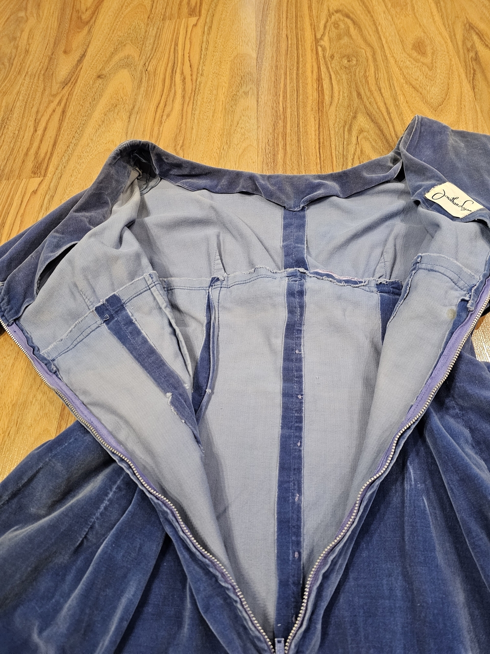 Vintage 1950-60s Jonathan Logan Blue Velvet Dress - Picture 12 of 15
